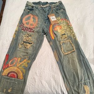 Magnolia Pearl Distressed Light Blue Boyfriend Jeans New never wornoriginalstock